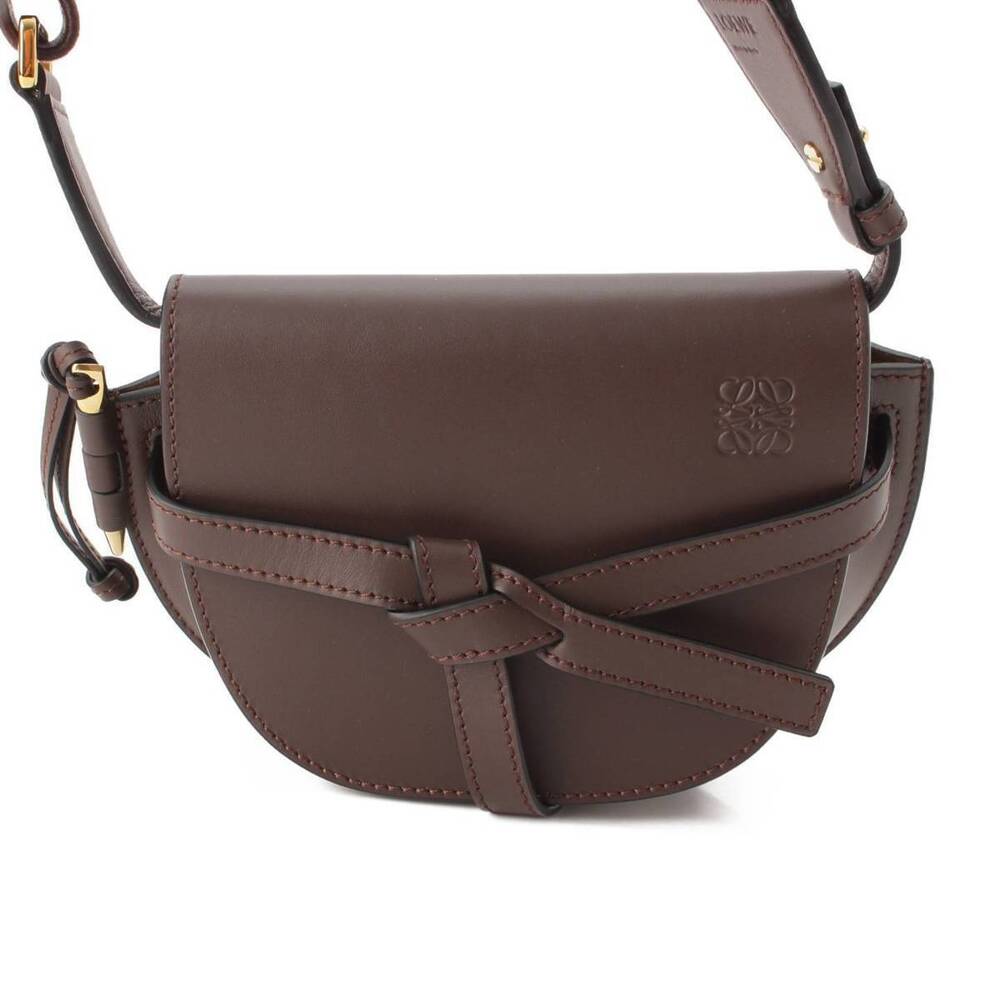 Gate Dual Leather Jacquard Shoulder Bag Chocolate